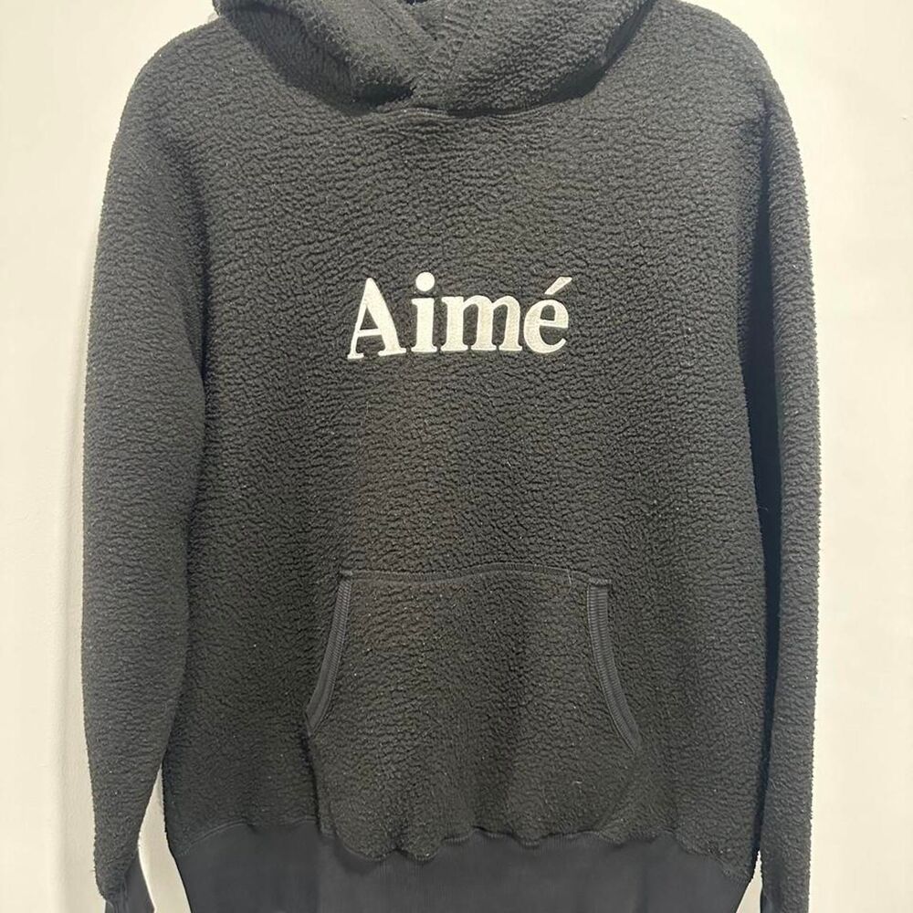 Aime-leon-dore Men's Black and Grey Hoodie